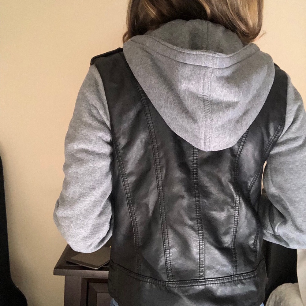 Faux Leather Jacket Hoodie